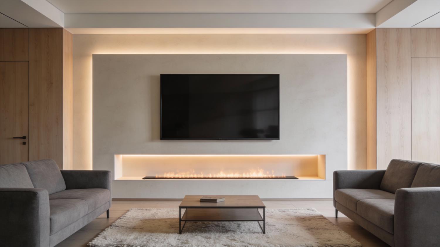 Электрокамин под ТВ в гостиной: как грамотно выбрать и разместить Электрокамин под ТВ в гостиной: как грамотно выбрать и разместить