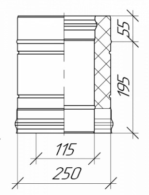 Сэндвич-труба К L-250 Grill'D EU AISI 304 0,8мм/ОС 0,5мм (D115/250) черный (порошковая краска) Сэндвич-труба К L-250 Grill'D EU AISI 304 0,8мм/ОС 0,5мм (D115/250) черный (порошковая краска)
