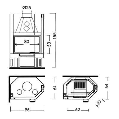 Каминная топка Edilkamin Tekno 2 dx/sx