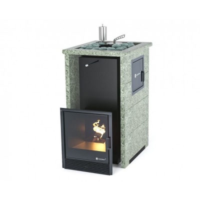 Печь для бани ИзиСтим Сочи-М2 в трёхстороннем кожухе из жадеита с открытым верхом сталь AISI 321 Печь для бани ИзиСтим Сочи-М2 в трёхстороннем кожухе из жадеита с открытым верхом сталь AISI 321