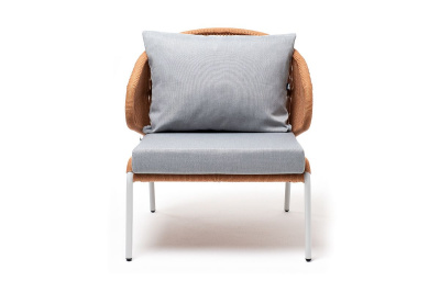 Кресло 4SIS Милан, каркас светло-серый муар, роуп оранжевый меланж, ткань светло-серая