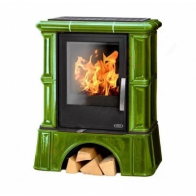 Печь-камин ABX BAVARIA EXclusive, кафельный цоколь - вставка Orion (бутылочное стекло)