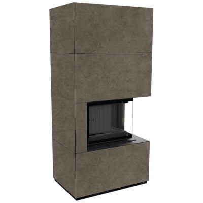 Каминокомплект FLOKI в облицовке FOKOS PIOMBO, угловое стекло справа Каминокомплект FLOKI в облицовке FOKOS PIOMBO, угловое стекло справа