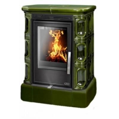 Печь-камин ABX MARINA EXclusive, с кафельным цоколем (зеленый)