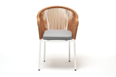 Стул 4SIS Лион из роупа каркас из стали светло-серый (RAL7035) муар, роуп оранжевый меланж, ткань светло-серая