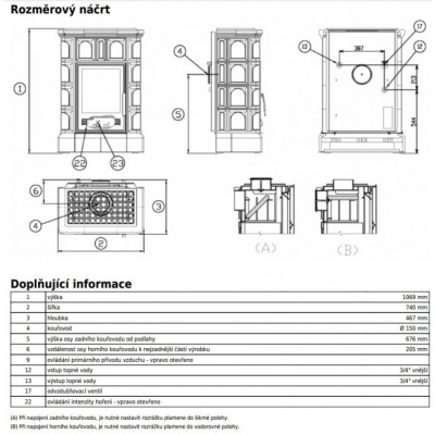 Печь-камин ABX BRITANIA K, с кафельным цоколем, с теплообменником (табак)