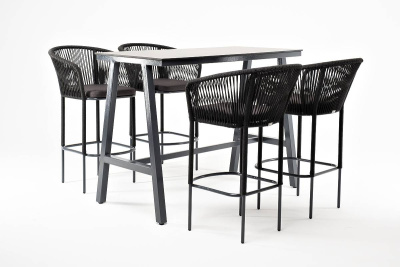 Барный комплект 4SIS Рио 4 персоны, стол HPL серый гранит, цвет темно-серый