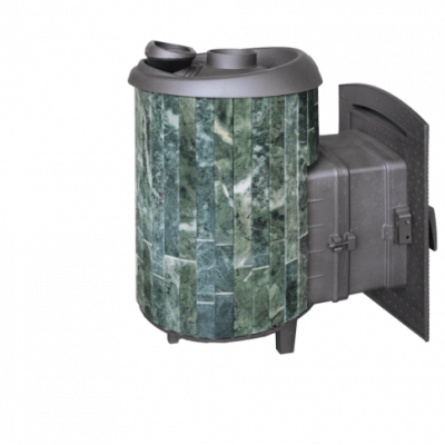 Банная печь Прометалл Атмосфера L в ламелях из натурального камня Змеевик наборный