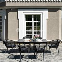 Обеденная группа 4SIS Малага 6-местная со стульями Марсель, каркас темно-серый, роуп темно-серый