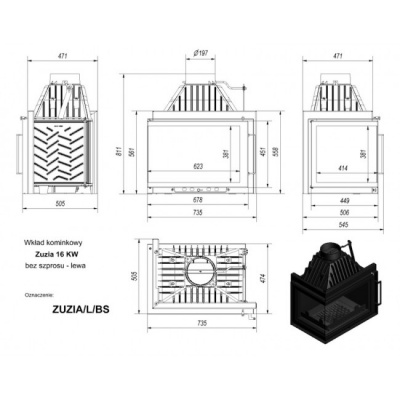 Каминная топка Kratki Zuzia L BS (угловое стекло слева) Каминная топка Kratki Zuzia L BS (угловое стекло слева)