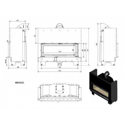 Каминная топка Kratki MB120 G