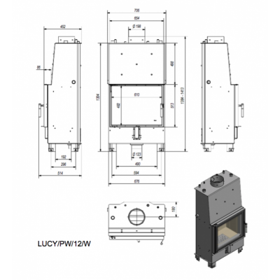 Каминная топка Kratki Lucy PW 12 W Каминная топка Kratki Lucy PW 12 W