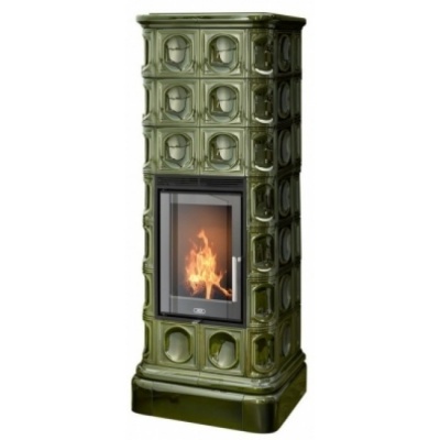 Печь-камин ABX KALEDONIE EXclusive XL, высокая - вставка Orion (зеленый)