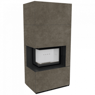 Каминокомплект FLOKI в облицовке FOKOS PIOMBO, угловое стекло слева Каминокомплект FLOKI в облицовке FOKOS PIOMBO, угловое стекло слева