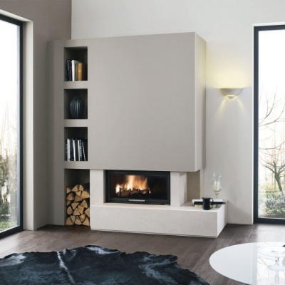 Каминная облицовка Palazzetti Dundee dx, Bianco Mediterraneo, под Monoblocco 16:9 front