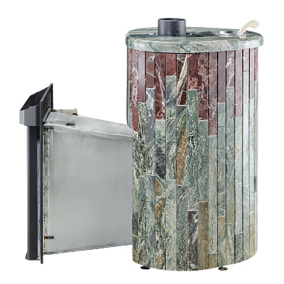 Дровяная печь Ферингер Малютка ПФ в облицовке Жадеит+Россо Леванте, до 18 м³ Дровяная печь Ферингер Малютка ПФ в облицовке Жадеит+Россо Леванте, до 18 м³