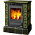 Печь-камин ABX Helvetia LP, с чугунной топкой, с кафельным цоколем (зеленый)