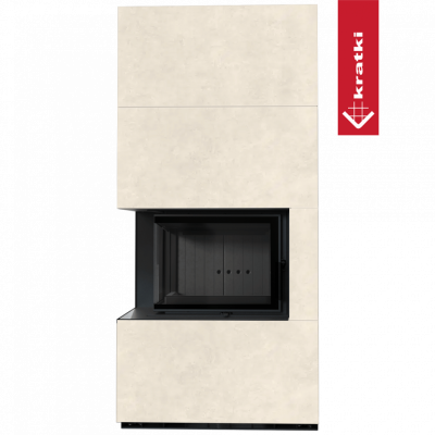 Каминокомплект FLOKI в облицовке FOKOS TALCO, угловое стекло слева Каминокомплект FLOKI в облицовке FOKOS TALCO, угловое стекло слева