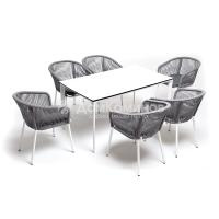 Обеденная группа 4SIS Малага 6-местная со стульями Марсель Цвет: белый, светло-серый, молочный