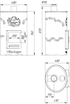 Дровяная печь Ферингер Уют-18 ПФ в кожухе (Стандарт), до 18 м³
