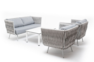 Лаунж-зона 4SIS Монако 4-местная со столом Канны молочный, светло-серый