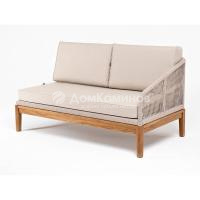 Левый модуль 4SIS Канны из роупа, основание дуб, роуп бежевый круглый, ткань бежевая 052