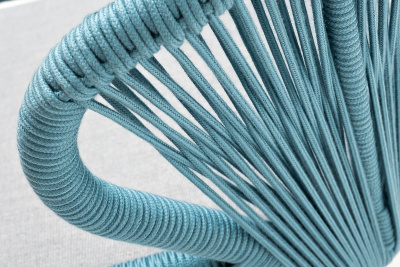 Стул 4SIS Милан из роупа, Каркас алюминий светло-серый шагрень, роуп бирюзовый круглый, ткань светло-серая