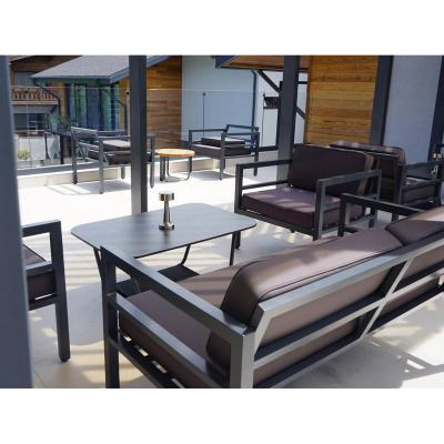 Кресло 4SIS Эстелья, каркас алюминий темно-серый муар, ткань темно-серая 027