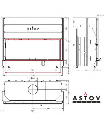 Каминная топка АСТОВ ПС 15057 Каминная топка АСТОВ ПС 15057