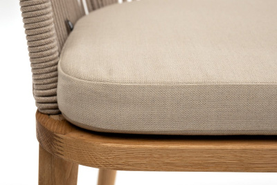 Стул из роупа 4SIS Лион, Основание дуб, роуп бежевый круглый, ткань бежевая 035
