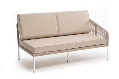 Левый модуль 4SIS Канны из роупа, каркас алюминий белый муар, роуп бежевый круглый, ткань бежевая 035 Левый модуль 4SIS Канны из роупа, каркас алюминий белый муар, роуп бежевый круглый, ткань бежевая 035