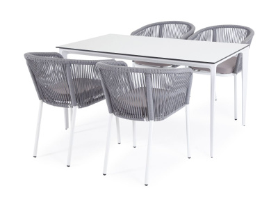 Обеденная группа 4SIS Малага 4-местная со стульями Марсель Цвет: белый, светло-серый, молочный