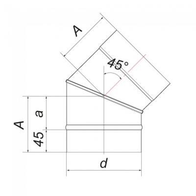 Отвод Вулкан VBR 45 D200, нерж., черный