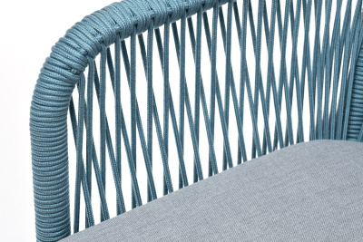 Стул 4SIS Лион из роупа, Каркас из стали светло-серый муар, роуп бирюзовый, ткань светло-серая