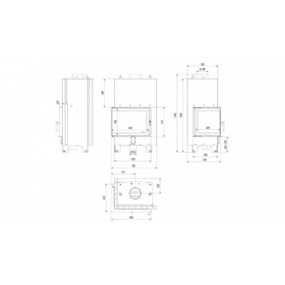Каминная топка Kratki с водяным контуром MBZ PW 13 L BS W Каминная топка Kratki с водяным контуром MBZ PW 13 L BS W