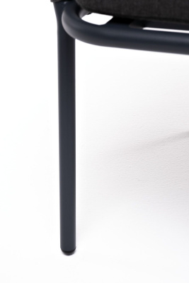 Стул из роупа 4SIS (колос), каркас алюминий темно-серый (RAL7024) муар, роуп серый, ткань темно-серая 027