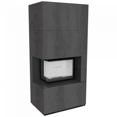 Каминокомплект FLOKI в облицовке NATURALI PIETRA DI SAVOIA ANTRANCITE BOCCIARDATA, угловое стекло слева Каминокомплект FLOKI в облицовке NATURALI PIETRA DI SAVOIA ANTRANCITE BOCCIARDATA, угловое стекло слева