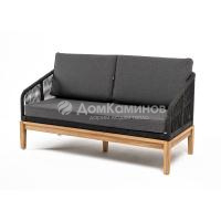 Диван 4SIS Канны 2-местный из роупа, основание дуб, роуп темно-серый, ткань темно-серая 027