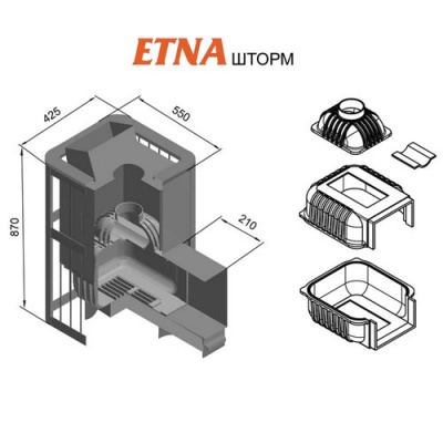 Печь для бани чугунная ETNA Кратер 24 (Панорама)