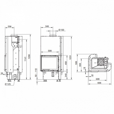 Каминная топка Hoxter ECKA 50/35/45Rh