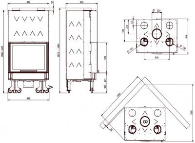 Каминная топка LaNordica Monoblocco ghisa 750 piano Каминная топка LaNordica Monoblocco ghisa 750 piano