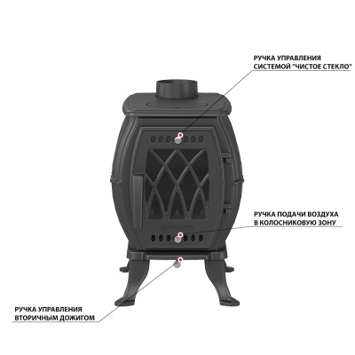 Печь-камин Везувий ВХ-05 "Антрацит" диаметр дымохода: 120 мм