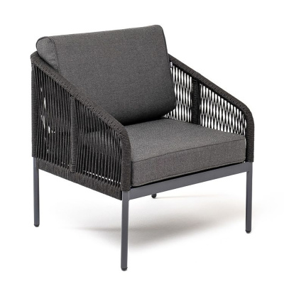 Кресло 4SIS Канны из роупа Цвет: темно-серый RAL7024, Savana grafit Кресло 4SIS Канны из роупа Цвет: темно-серый RAL7024, Savana grafit