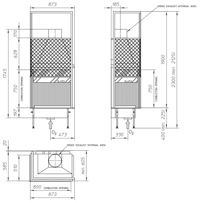 Топка Metalfire Universal MF 800-75 W 2S L
