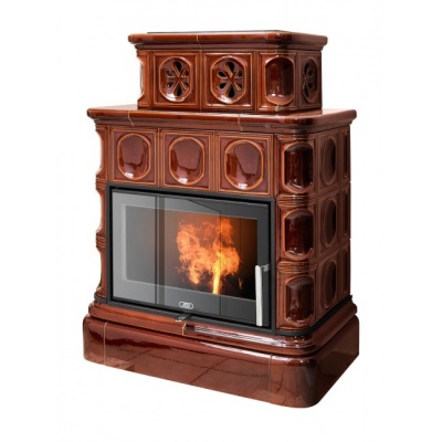Печь-камин ABX KARELIE EXclusive, с кафельным цоколем (коричневый)