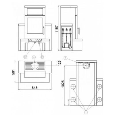 Печь-камин ABX Hamar (кафель - бордо)