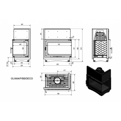 Каминная топка Kratki Oliwia P BS Deco Каминная топка Kratki Oliwia P BS Deco