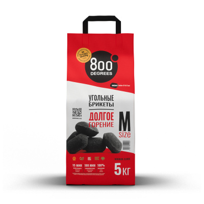 Угольные брикеты 800 DEGREES EXTRA LONG HEAT, 5 КГ