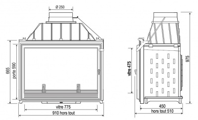 Каминная топка Seguin Super 9 с гильотиной Каминная топка Seguin Super 9 с гильотиной