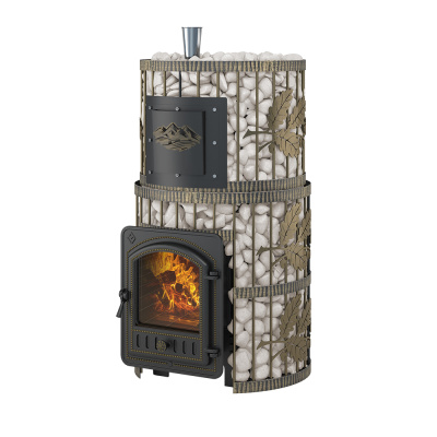 Печь для бани Эверест "Легкий пар Профи" Ковка Б/В (чугунная закрытая каменка) диаметр дымохода: 120 мм